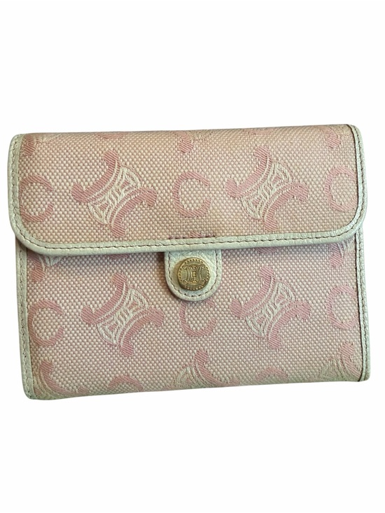 Celine Handbags - Celine Vintage Pink Embossed Macadama Bifold Compact Wallet